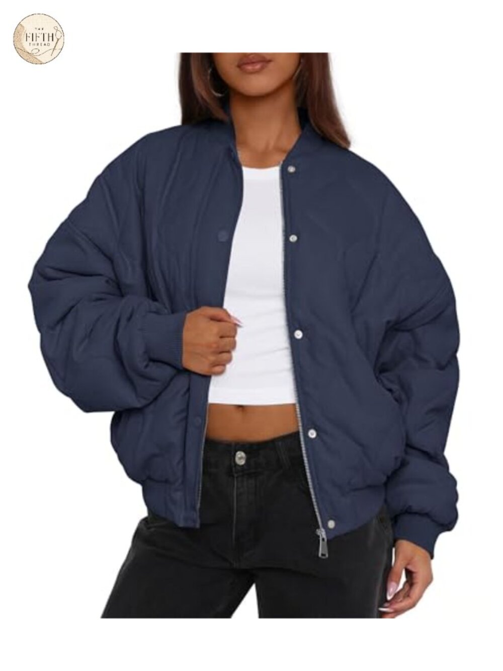 Quilted Bomber Jacket Cropped Zip Up Lightweight Winter Coat